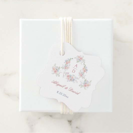 Pastel Peonies Lijst bruiloft monogrammen Bedankjes Labels (In situ)