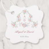 Pastel Peonies Lijst bruiloft monogrammen Bedankjes Labels (Voorkant)