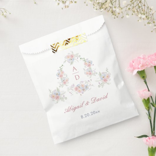 Pastel Peonies Lijst bruiloft monogrammen Bedankzakje (Gezegeld)