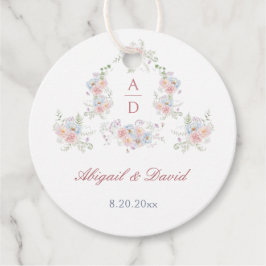 Pastel Peonies Lijst bruiloft monogrammen cirkel Bedankjes Labels
