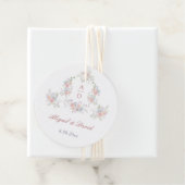 Pastel Peonies Lijst bruiloft monogrammen cirkel Bedankjes Labels (In situ)
