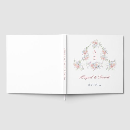 Pastel Peonies Lijst bruiloft monogrammen Gastenboek (Volledig)