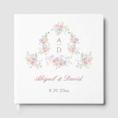 Pastel Peonies Lijst bruiloft monogrammen Gastenboek (Voorkant)