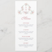 Pastel Peonies Lijst bruiloft monogrammen Menu (Voorkant)