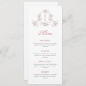 Pastel Peonies Lijst bruiloft monogrammen Menu (Voorkant / Achterkant)