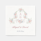 Pastel Peonies Lijst bruiloft monogrammen Servet (Voorkant)