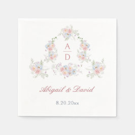 Pastel Peonies Lijst bruiloft monogrammen Servet