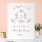 Pastel Peonies Lijst bruiloft monogrammen Welkom Acryl Bord (Huwelijk)