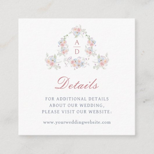 Pastel Peonies Lijst Wedding Details Website Informatiekaartje (Voorkant)