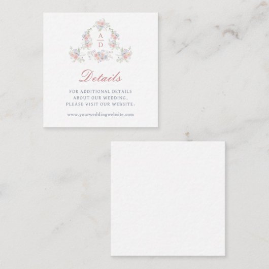 Pastel Peonies Lijst Wedding Details Website Informatiekaartje (Voorkant / Achterkant)