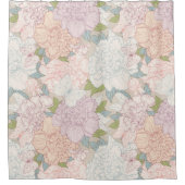 Pastel Peony & Butterfly Flower Pattern Douchegordijn (Voorkant)