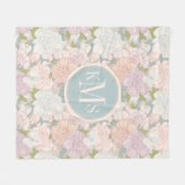 Pastel Peony & Butterfly Flower Pattern Fleece Deken (Voorkant (Horizontaal))