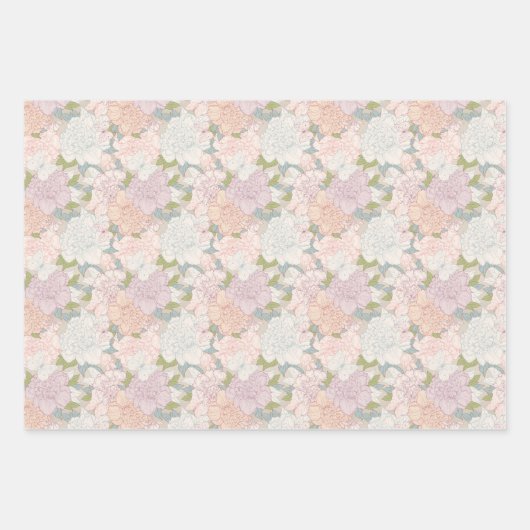 Pastel Peony & Butterfly Flower Pattern Inpakpapier Vel (Voorkant)