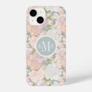 Pastel Peony & Butterfly Flower Pattern iPhone 14 Hoesje