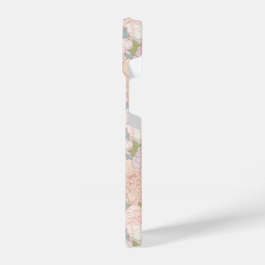 Pastel Peony & Butterfly Flower Pattern iPhone Hoesje (Linkerkant)