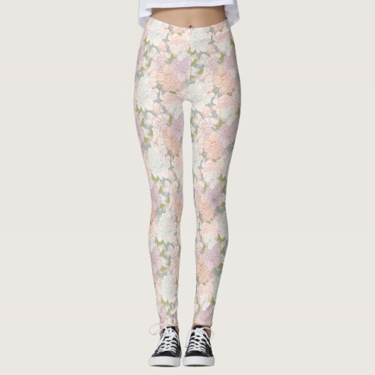 Pastel Peony & Butterfly Flower Pattern Leggings (Voorkant)