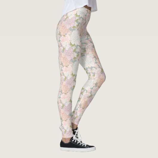 Pastel Peony & Butterfly Flower Pattern Leggings (Rechts)