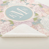 Pastel Peony & Butterfly Flower Pattern Sherpa Deken (3/4)