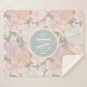 Pastel Peony & Butterfly Flower Pattern Sherpa Deken (Voorkant (horizontaal))