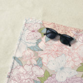 Pastel Peony & Butterfly Flower Pattern Strandlaken (In situ)