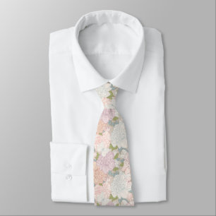 Pastel Peony & Butterfly Flower Pattern Stropdas