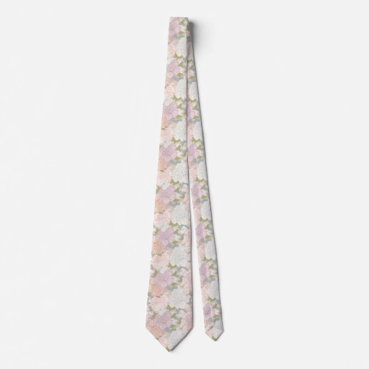 Pastel Peony & Butterfly Flower Pattern Stropdas (Voorkant)