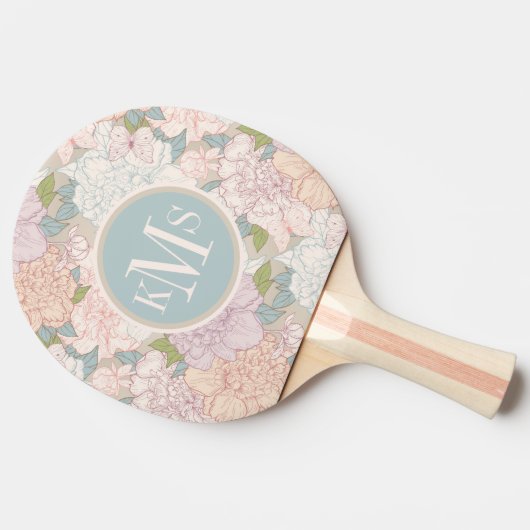 Pastel Peony & Butterfly Flower Pattern Tafeltennisbatje (Zijkant)