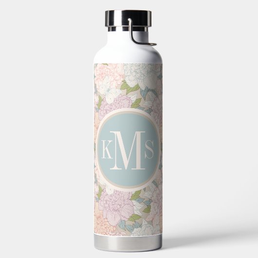 Pastel Peony & Butterfly Flower Pattern Waterfles (Links)