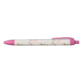 Pastel Peony & Butterfly Flower Pattern Zwarte Inkt Pen (Bovenkant)