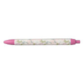 Pastel Peony & Butterfly Flower Pattern Zwarte Inkt Pen (Voorkant)