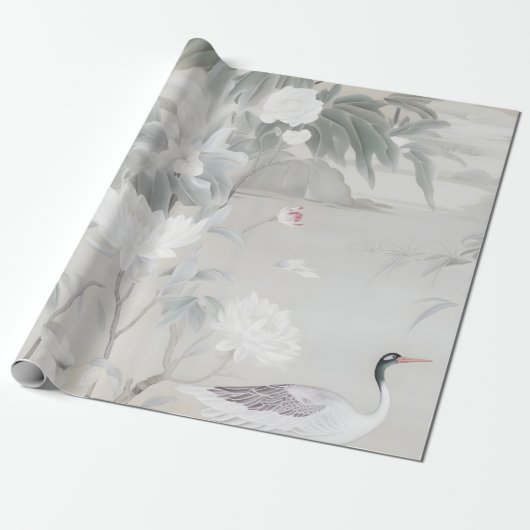 Pastel Peony Chinoiserie Cadeaupapier (Uitgerold)