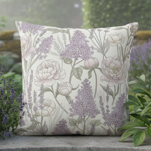 Pastel Peony Lavender Lilacs Kussen