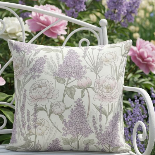 Pastel Peony Lavender Lilacs Kussen