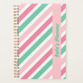 Pastel pepermunt Snoep strepen zomer Planner (Voorkant)