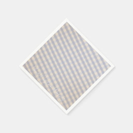 Pastel Periwinkle Blauw en Crème Geruit Patroon Servet