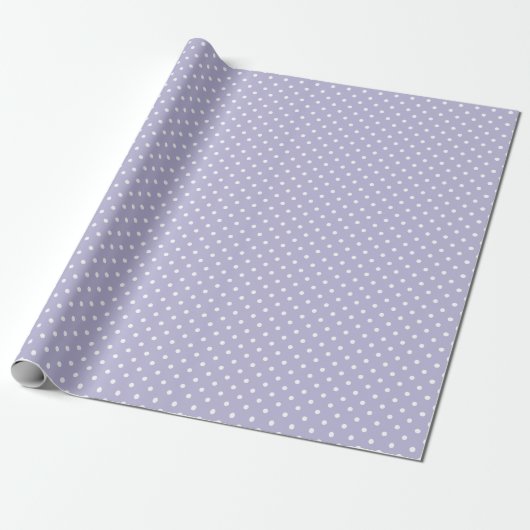 Pastel Periwinkle en White Small Polka Dot Cadeaupapier (Uitgerold)