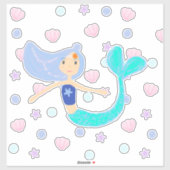 Pastel Periwinkle Mermaid Princess Seashells Pearl Sticker (Vel)