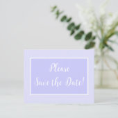 Pastel Periwinkle Save the Date Briefkaart (Staand voorkant)