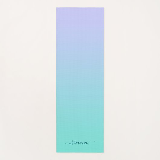 Pastel Periwinkle Turquoise Ombre Script Name Yogamat (Voorkant)