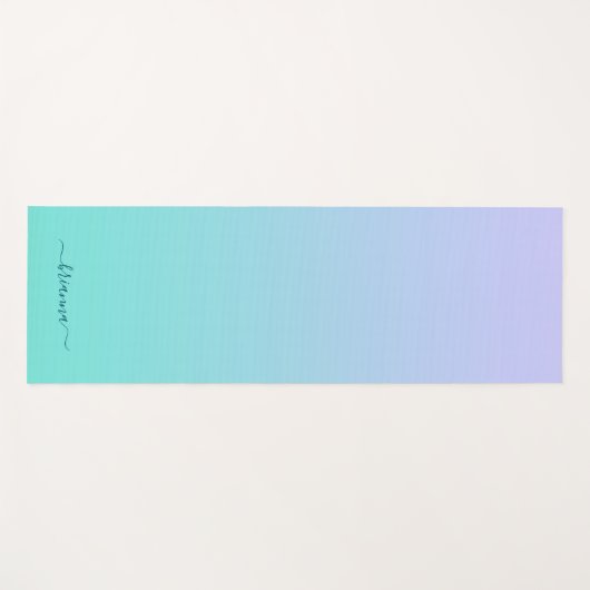 Pastel Periwinkle Turquoise Ombre Script Name Yogamat (Voorkant (horizontaal))