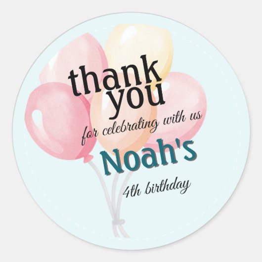 Pastel Personalized Birthday Sticker | Balloon (Voorkant)