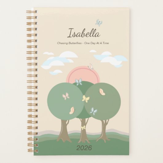 Pastel Persoonlijke Vlinder Affirmatie Planner (Voorkant)