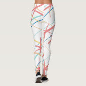 Pastel Perzik Blauw Geel Koraal Roze Abstract Leggings (Achterkant)