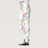 Pastel Perzik Blauw Geel Koraal Roze Abstract Leggings (Links)