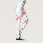 Pastel Perzik Blauw Geel Koraal Roze Abstract Leggings (Rechts)