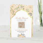 Pastel Perzik Bloem QR Code Indiase Trouwdag (Achterkant)