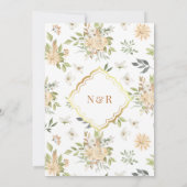 Pastel Perzik Bloemen Anand Karaj Sikh Bruiloft Kaart (Achterkant)