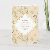 Pastel Perzik Bloemen QR Code Indiase bruiloft (Voorkant)