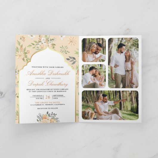 Pastel Perzik Bloemen QR Code Indiase bruiloft (Binnen)