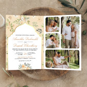 Pastel Perzik Bloemen QR Code Indiase bruiloft